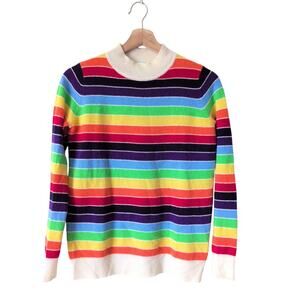 Madeleine Thompson Pullover Cashmere Sweater Small Rainbow Stripe Colorful